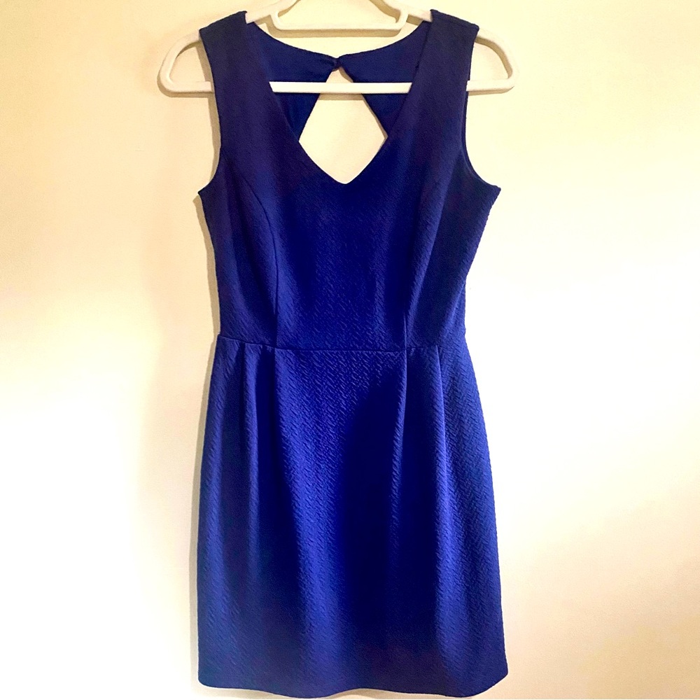 Enfocus Studio Knee Length Open Back Sleeveless Dress Herringbone, Blue, 8